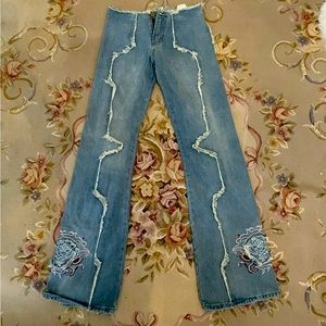 VINTAGE Y2K Mid Rise Flared Jeans Straight Leg Womens Size XS